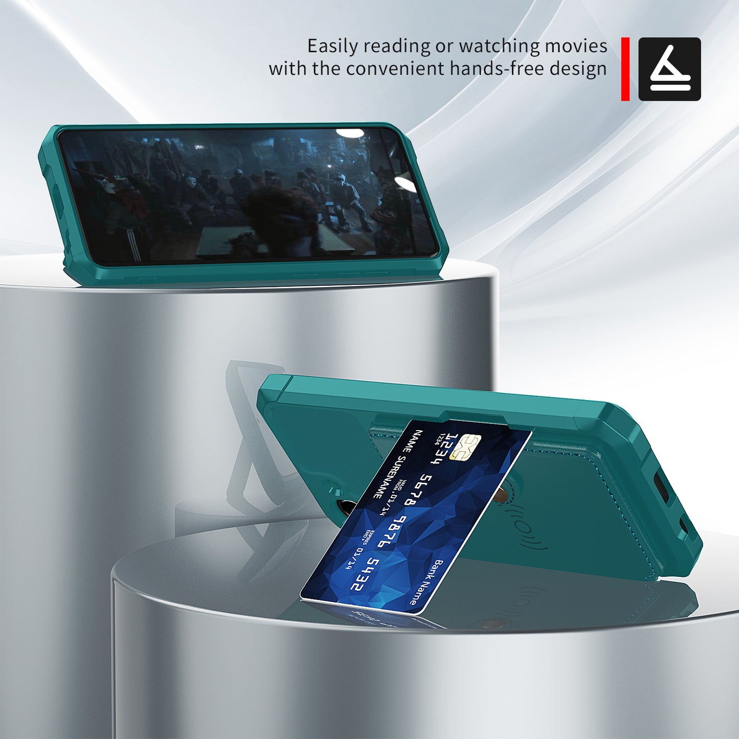 Kickstand PU Leather Coated TPU Protector Cover with Card Holder [Built-in Magnetic Sheet] ZM03 for Samsung Galaxy S21 FE