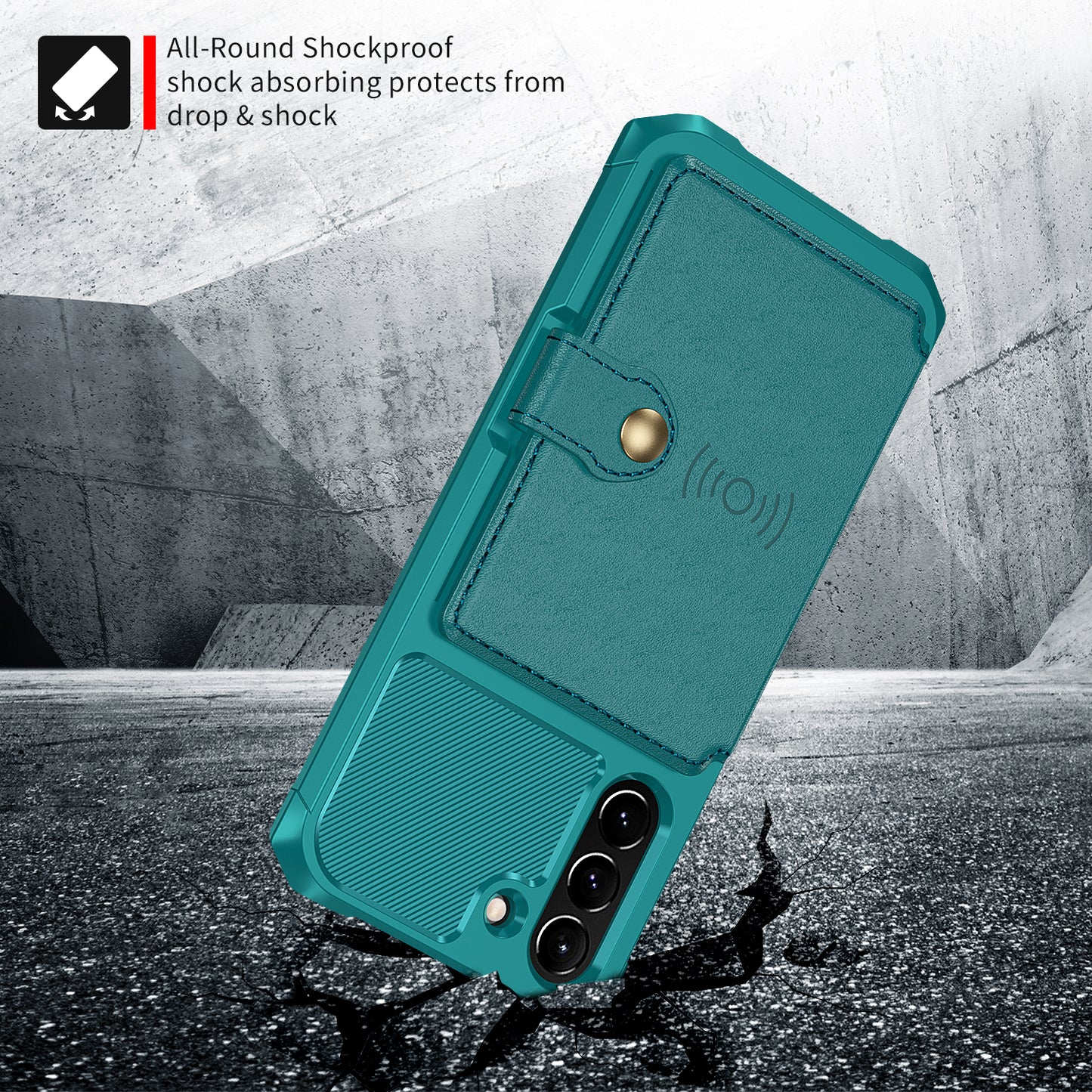 Kickstand PU Leather Coated TPU Protector Cover with Card Holder [Built-in Magnetic Sheet] ZM03 for Samsung Galaxy S21 FE