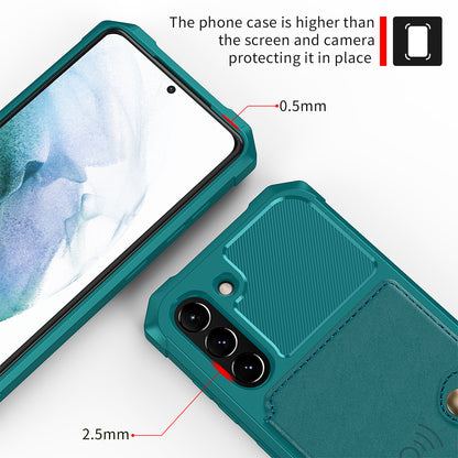 Kickstand PU Leather Coated TPU Protector Cover with Card Holder [Built-in Magnetic Sheet] ZM03 for Samsung Galaxy S21 FE