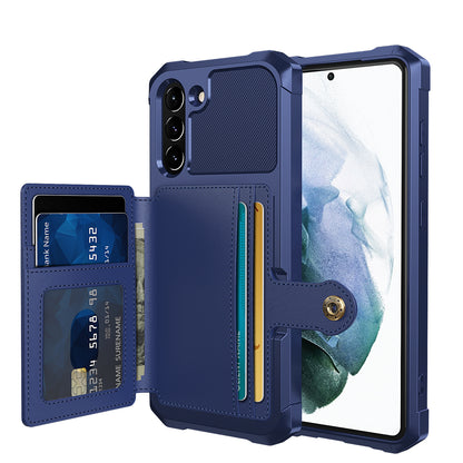 Kickstand PU Leather Coated TPU Protector Cover with Card Holder [Built-in Magnetic Sheet] ZM03 for Samsung Galaxy S21 FE