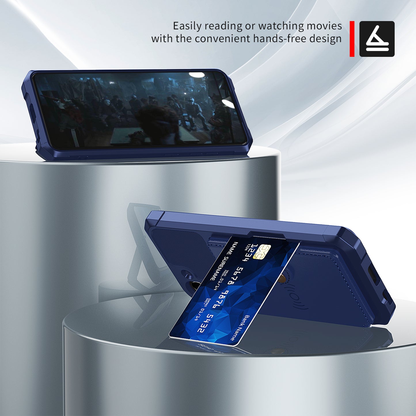 Kickstand PU Leather Coated TPU Protector Cover with Card Holder [Built-in Magnetic Sheet] ZM03 for Samsung Galaxy S21 FE