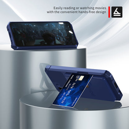 Kickstand PU Leather Coated TPU Protector Cover with Card Holder [Built-in Magnetic Sheet] ZM03 for Samsung Galaxy S21 FE
