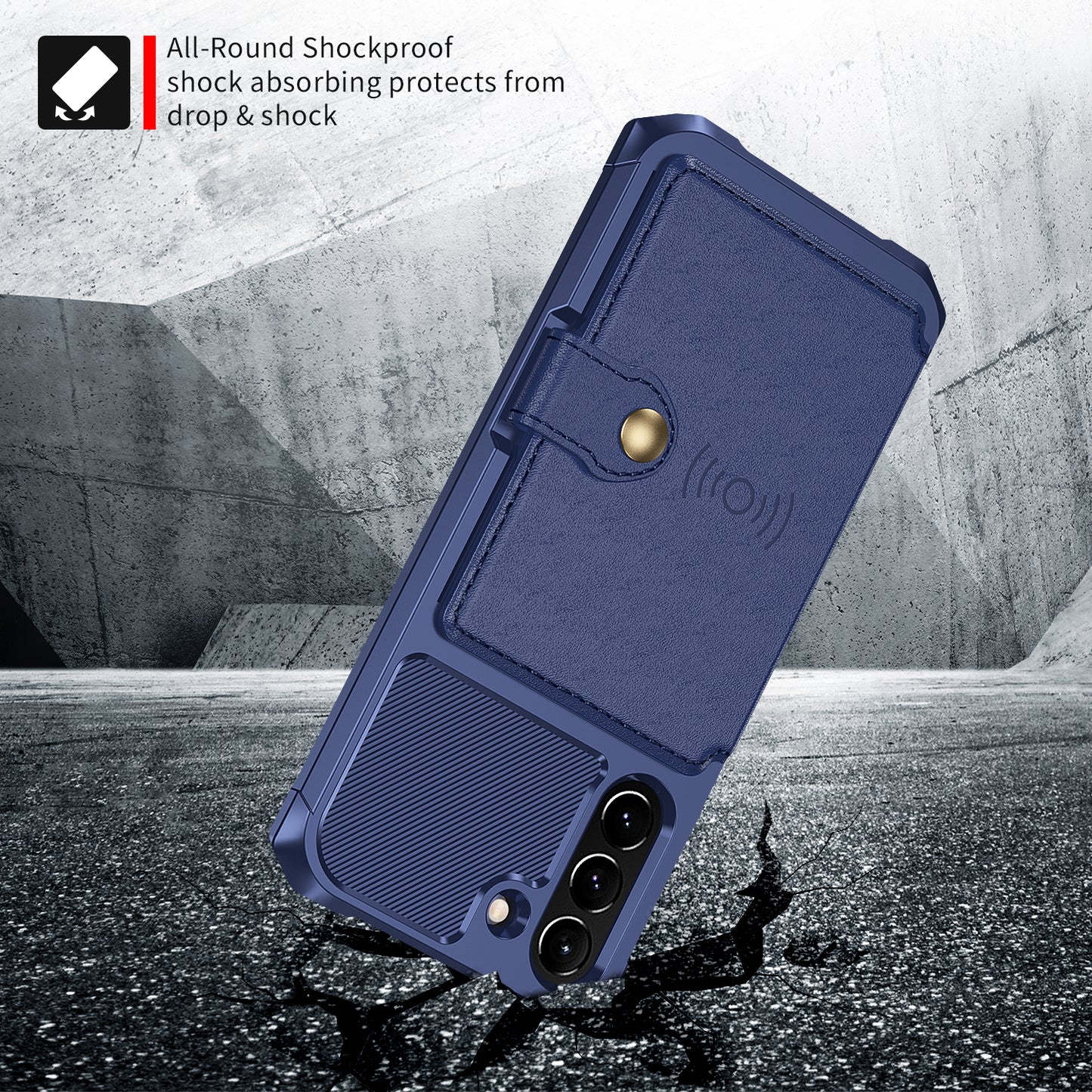 Kickstand PU Leather Coated TPU Protector Cover with Card Holder [Built-in Magnetic Sheet] ZM03 for Samsung Galaxy S21 FE