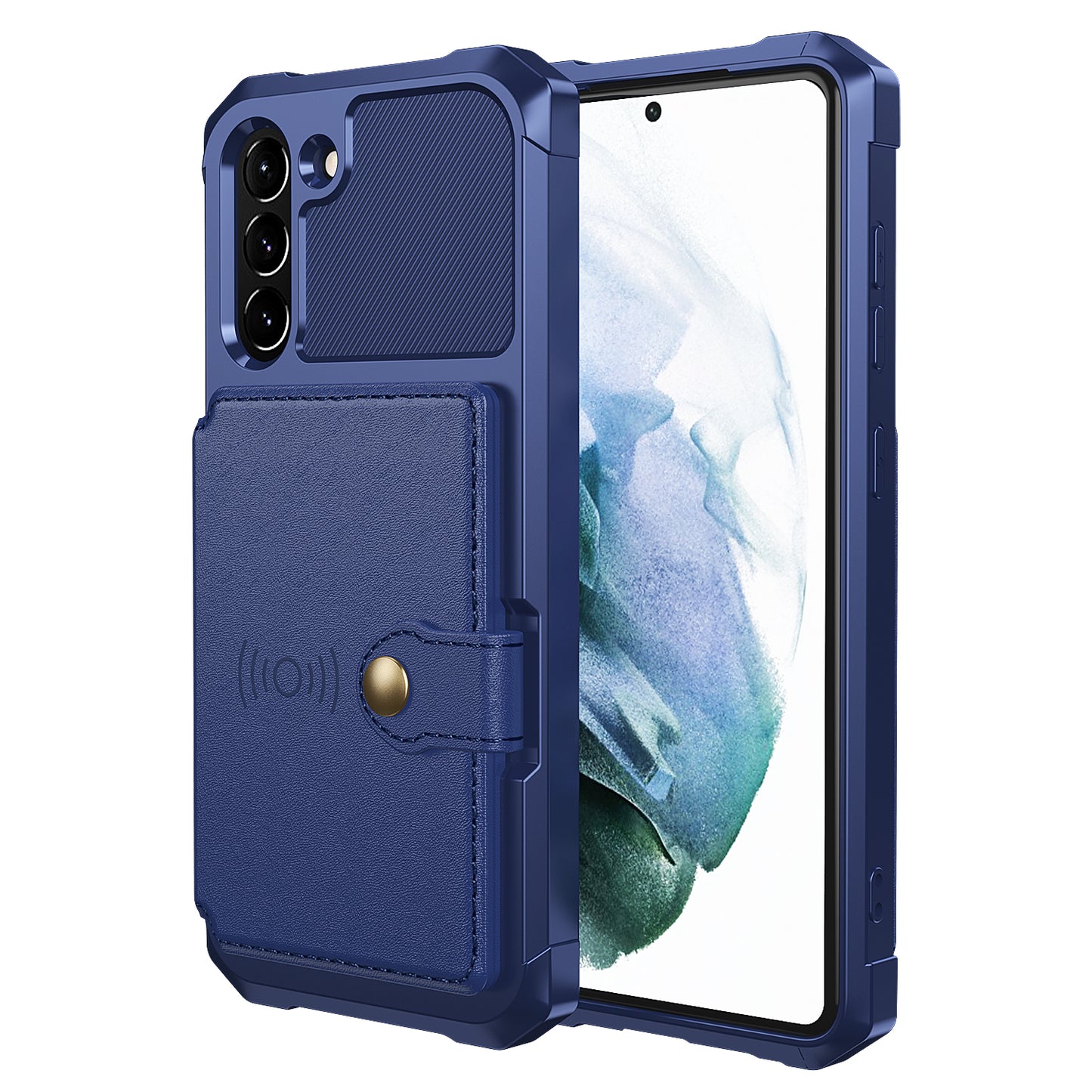Kickstand PU Leather Coated TPU Protector Cover with Card Holder [Built-in Magnetic Sheet] ZM03 for Samsung Galaxy S21 FE