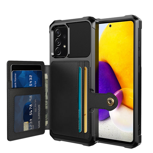 Leather Coated TPU Protector Cover with Kickstand and Card Holder [Built-in Magnetic Sheet] ZM03 for Samsung Galaxy A52 4G/5G / A52s 5G