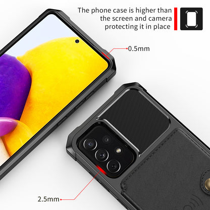 Leather Coated TPU Protector Cover with Kickstand and Card Holder [Built-in Magnetic Sheet] ZM03 for Samsung Galaxy A52 4G/5G / A52s 5G