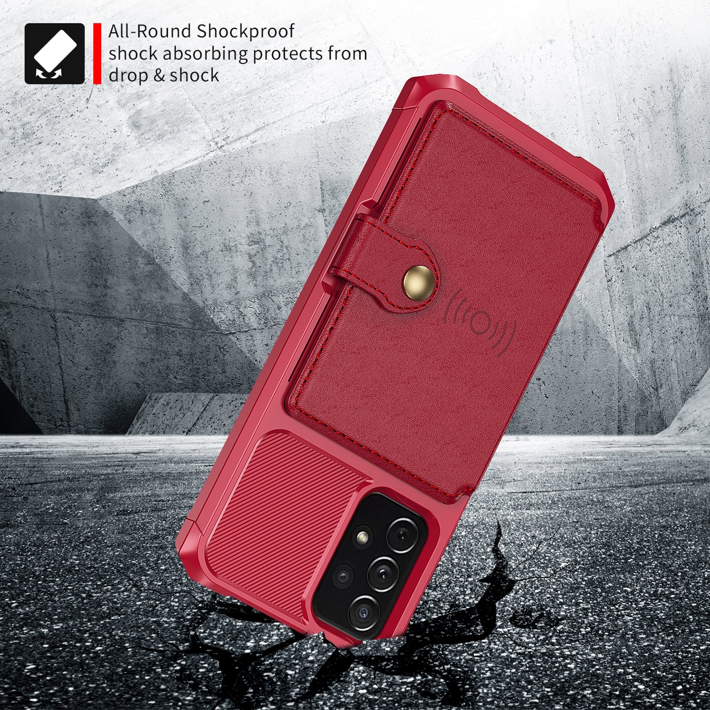 Leather Coated TPU Protector Cover with Kickstand and Card Holder [Built-in Magnetic Sheet] ZM03 for Samsung Galaxy A52 4G/5G / A52s 5G