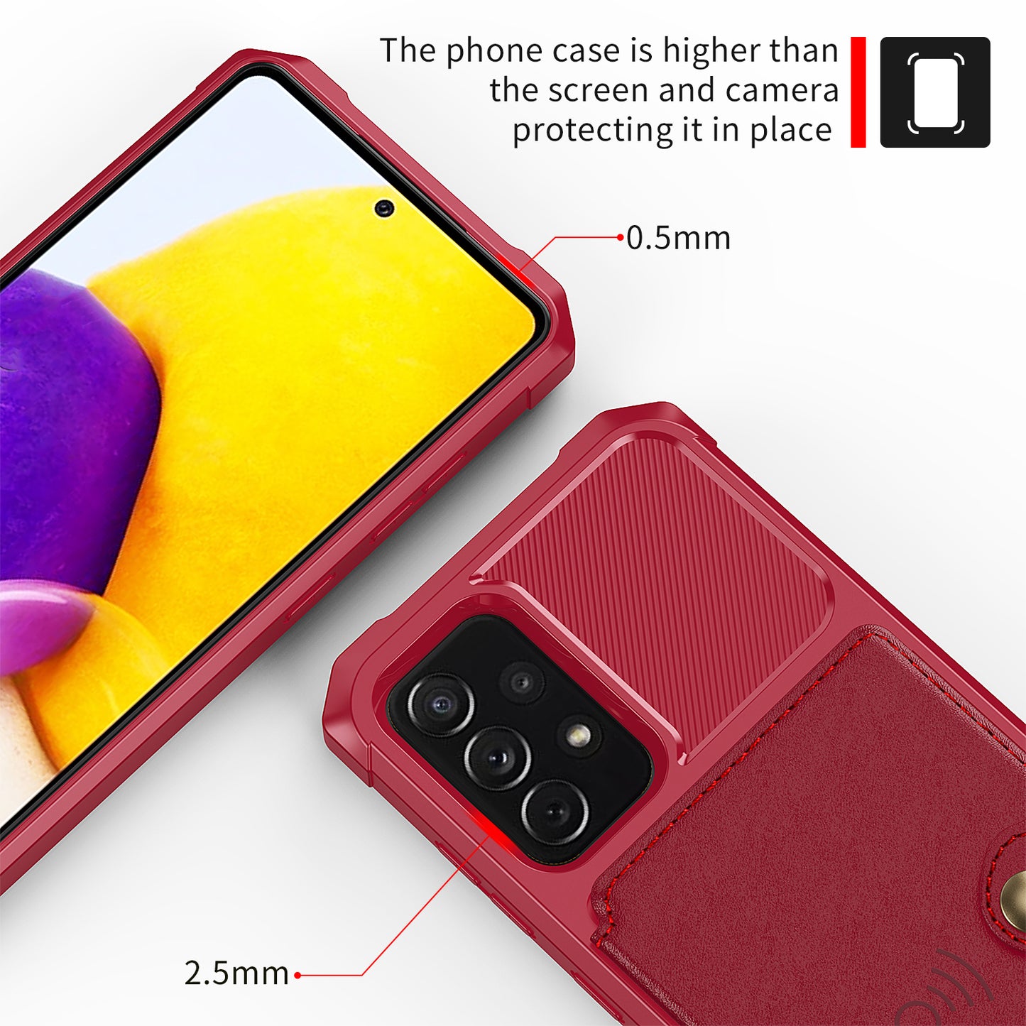 Leather Coated TPU Protector Cover with Kickstand and Card Holder [Built-in Magnetic Sheet] ZM03 for Samsung Galaxy A52 4G/5G / A52s 5G