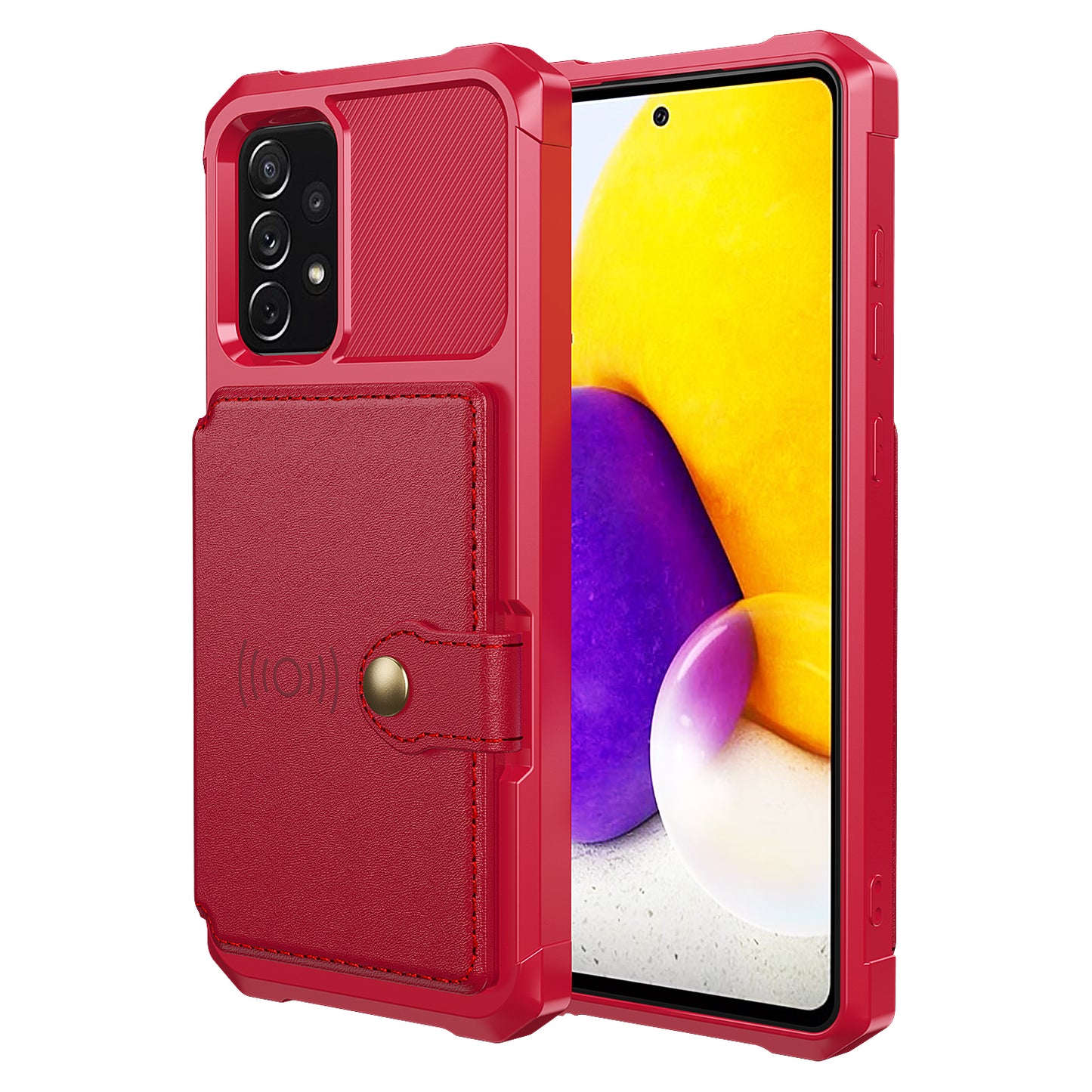 Leather Coated TPU Protector Cover with Kickstand and Card Holder [Built-in Magnetic Sheet] ZM03 for Samsung Galaxy A52 4G/5G / A52s 5G