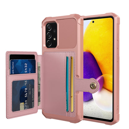 Leather Coated TPU Protector Cover with Kickstand and Card Holder [Built-in Magnetic Sheet] ZM03 for Samsung Galaxy A52 4G/5G / A52s 5G