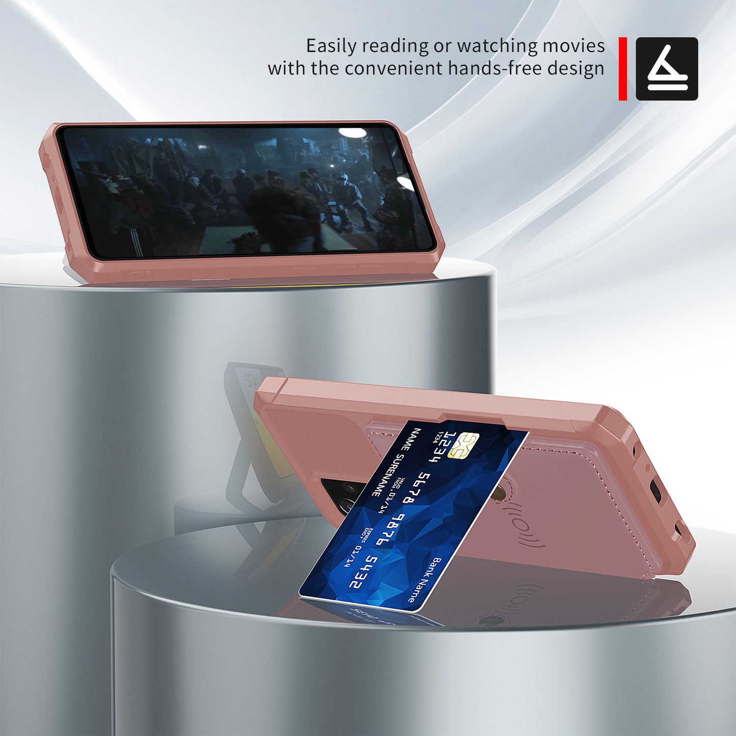 Leather Coated TPU Protector Cover with Kickstand and Card Holder [Built-in Magnetic Sheet] ZM03 for Samsung Galaxy A52 4G/5G / A52s 5G