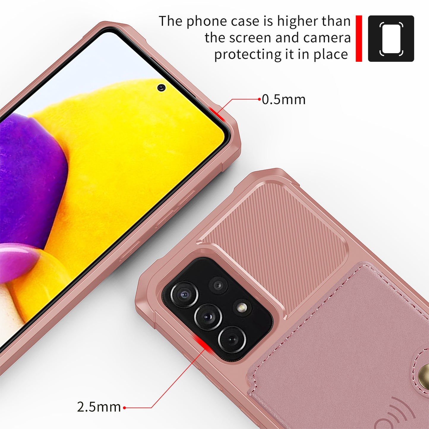 Leather Coated TPU Protector Cover with Kickstand and Card Holder [Built-in Magnetic Sheet] ZM03 for Samsung Galaxy A52 4G/5G / A52s 5G