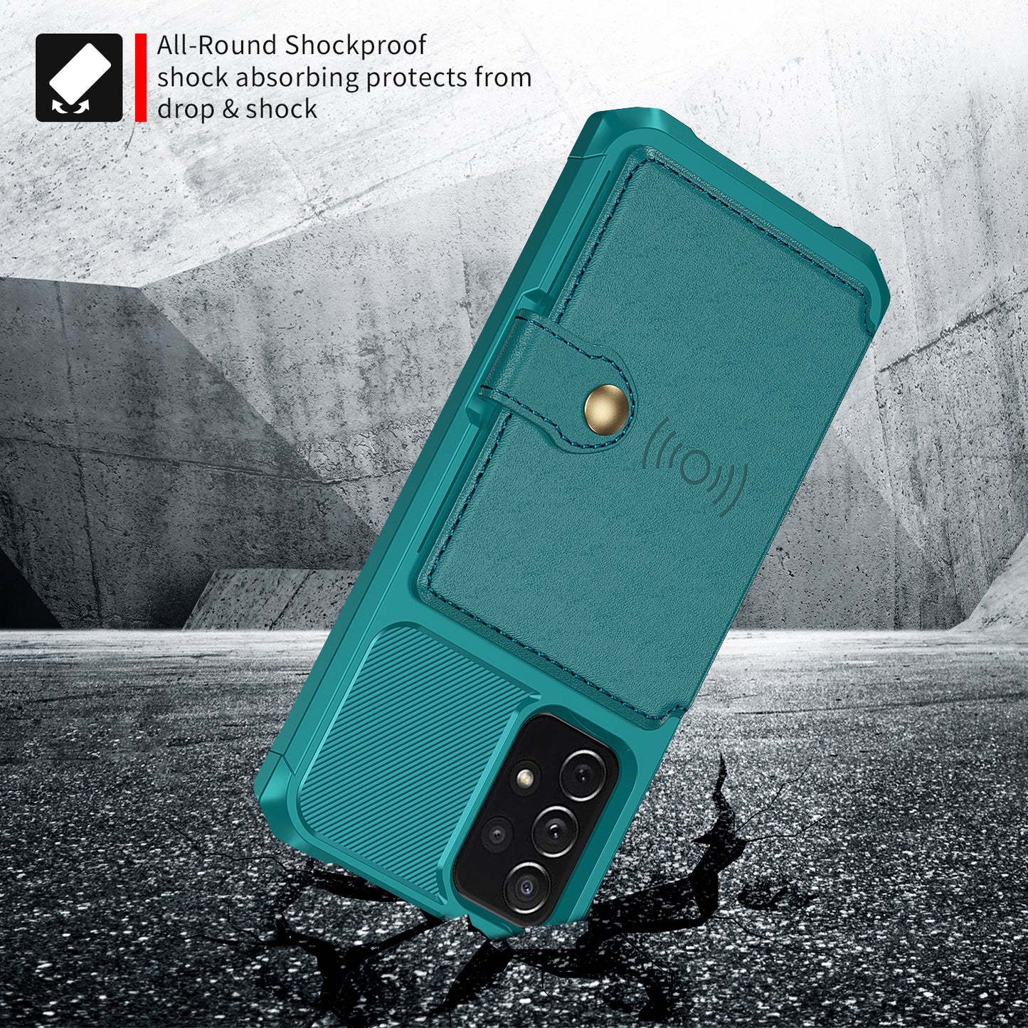 Leather Coated TPU Protector Cover with Kickstand and Card Holder [Built-in Magnetic Sheet] ZM03 for Samsung Galaxy A52 4G/5G / A52s 5G