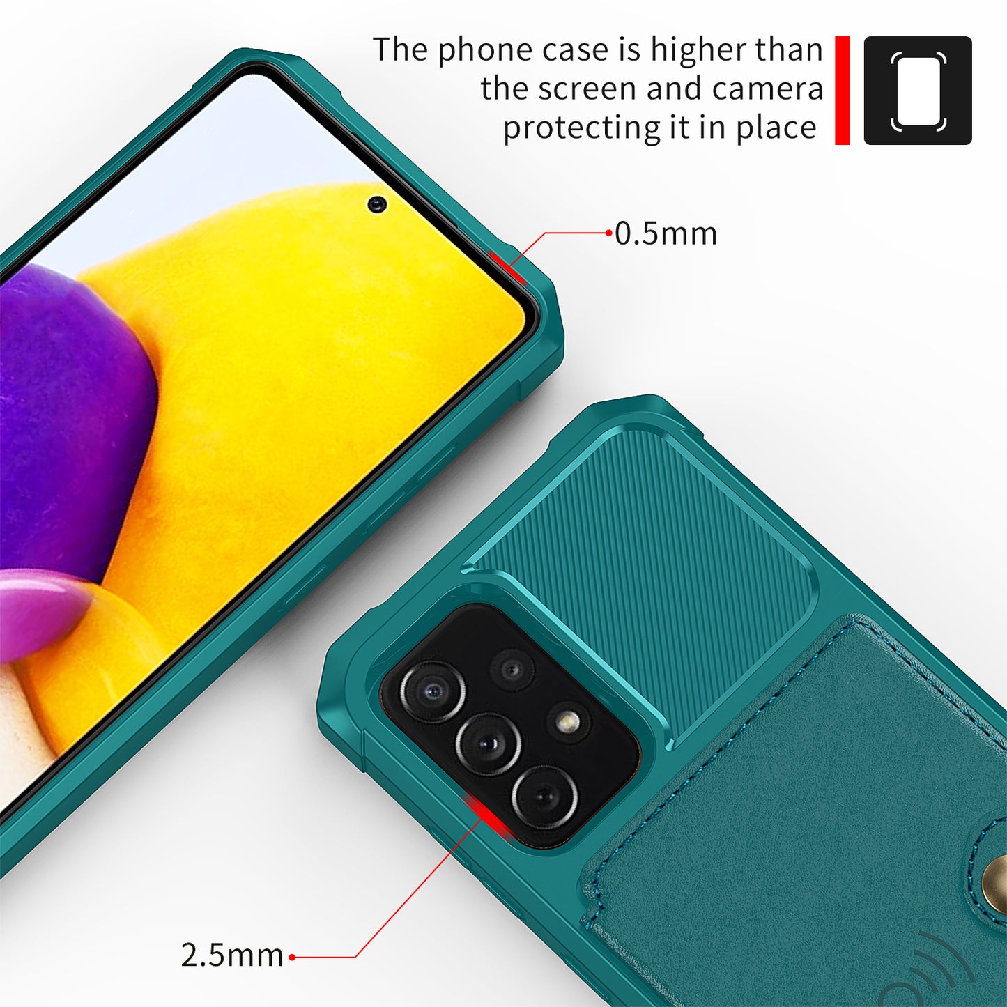Leather Coated TPU Protector Cover with Kickstand and Card Holder [Built-in Magnetic Sheet] ZM03 for Samsung Galaxy A52 4G/5G / A52s 5G