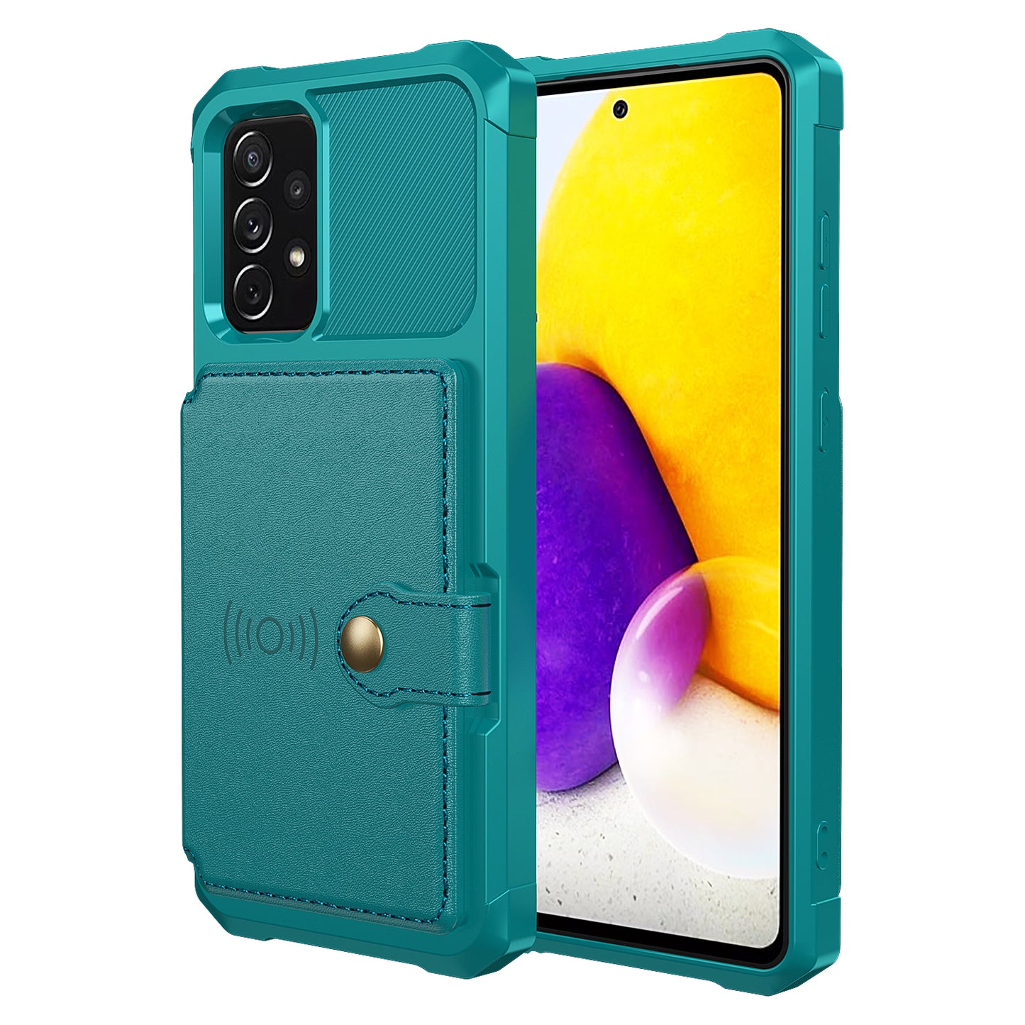 Leather Coated TPU Protector Cover with Kickstand and Card Holder [Built-in Magnetic Sheet] ZM03 for Samsung Galaxy A52 4G/5G / A52s 5G