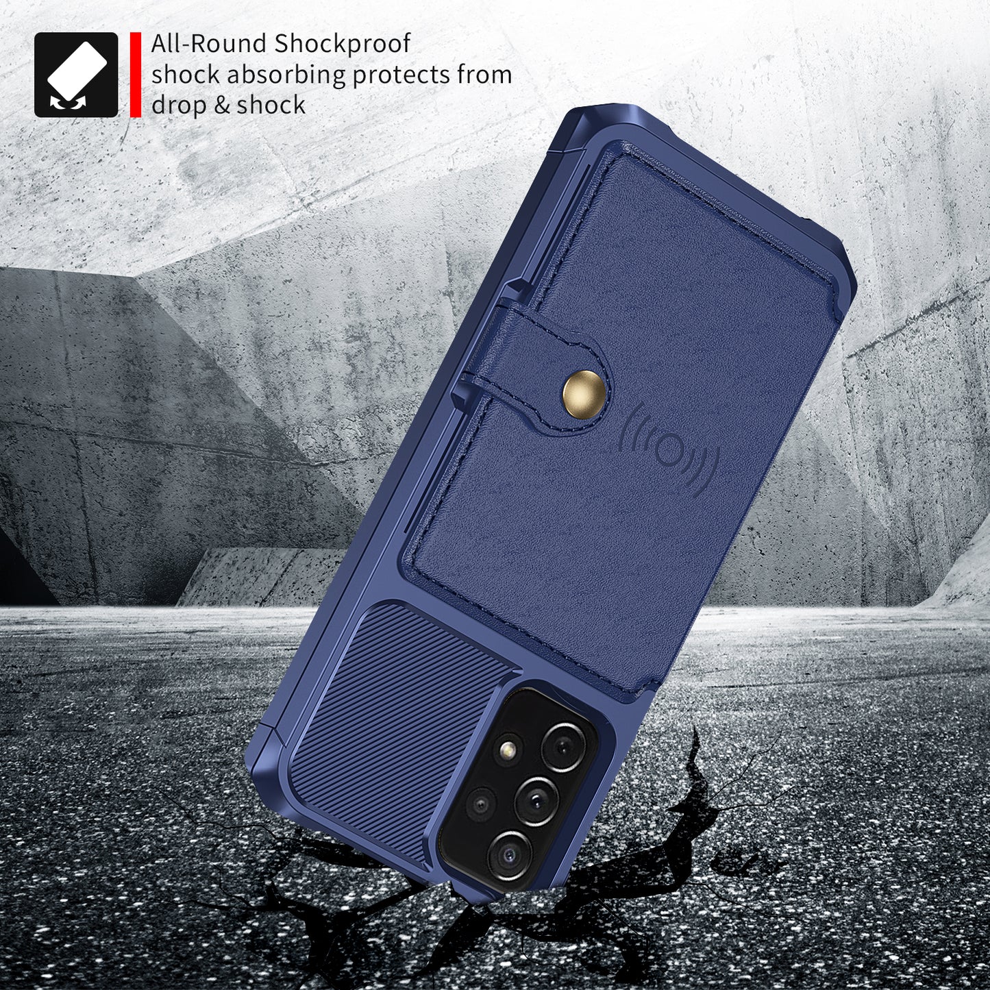 Leather Coated TPU Protector Cover with Kickstand and Card Holder [Built-in Magnetic Sheet] ZM03 for Samsung Galaxy A52 4G/5G / A52s 5G