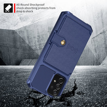 Leather Coated TPU Protector Cover with Kickstand and Card Holder [Built-in Magnetic Sheet] ZM03 for Samsung Galaxy A52 4G/5G / A52s 5G