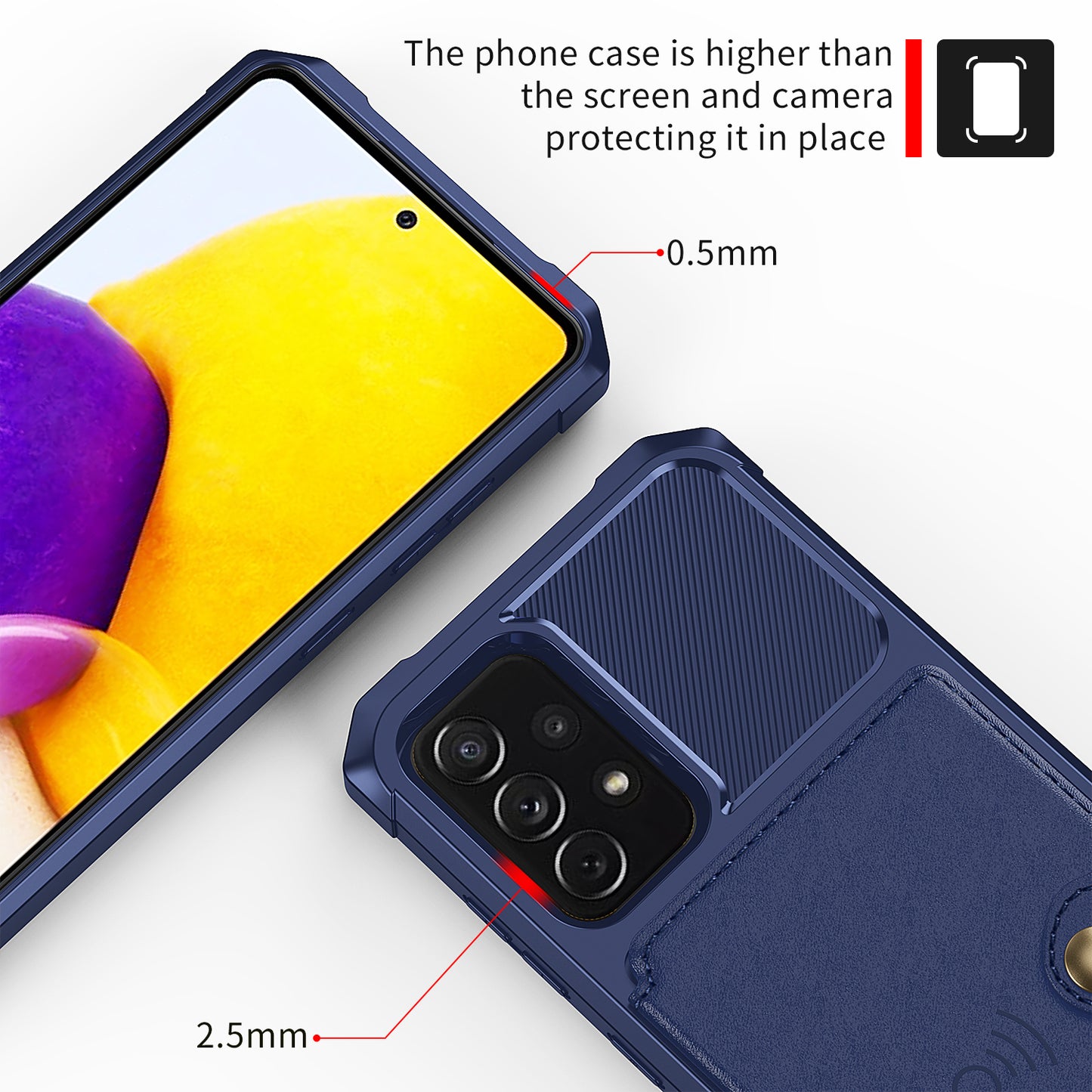 Leather Coated TPU Protector Cover with Kickstand and Card Holder [Built-in Magnetic Sheet] ZM03 for Samsung Galaxy A52 4G/5G / A52s 5G