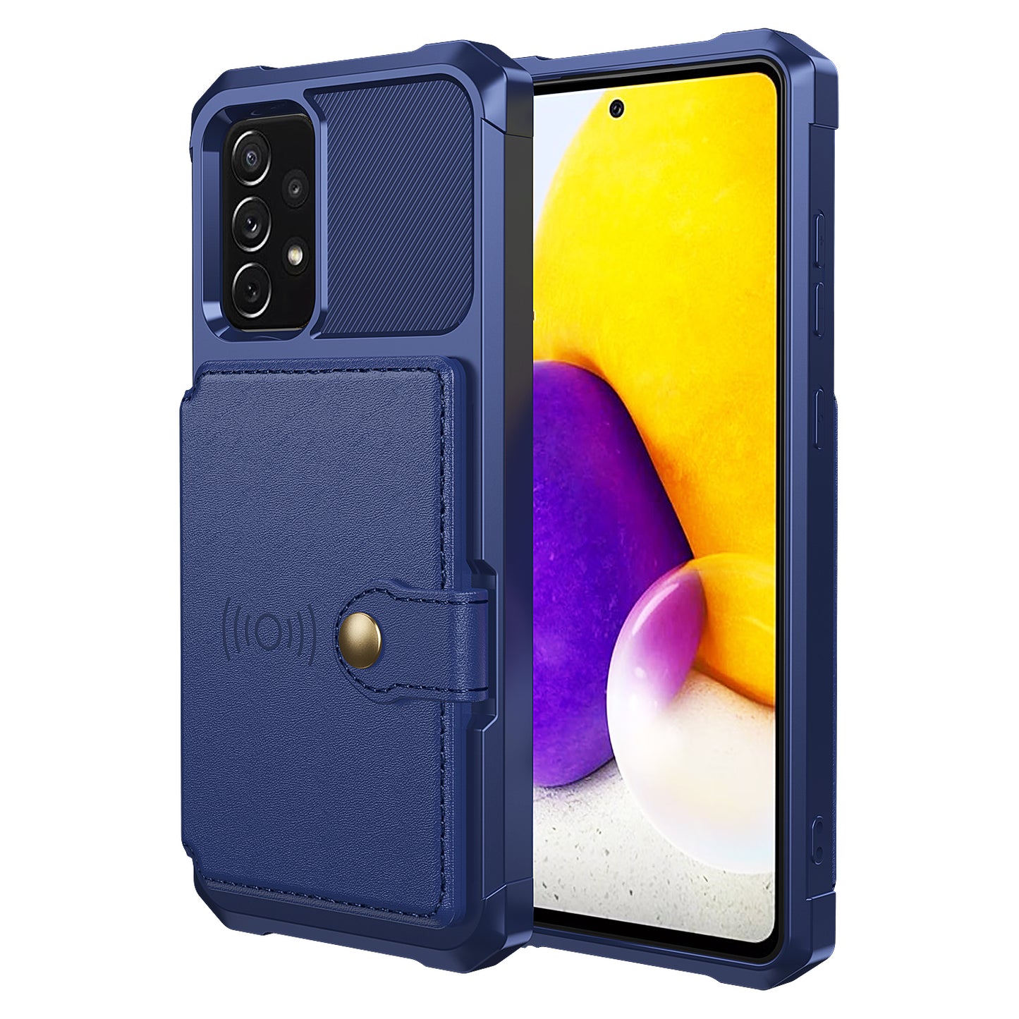 Leather Coated TPU Protector Cover with Kickstand and Card Holder [Built-in Magnetic Sheet] ZM03 for Samsung Galaxy A52 4G/5G / A52s 5G