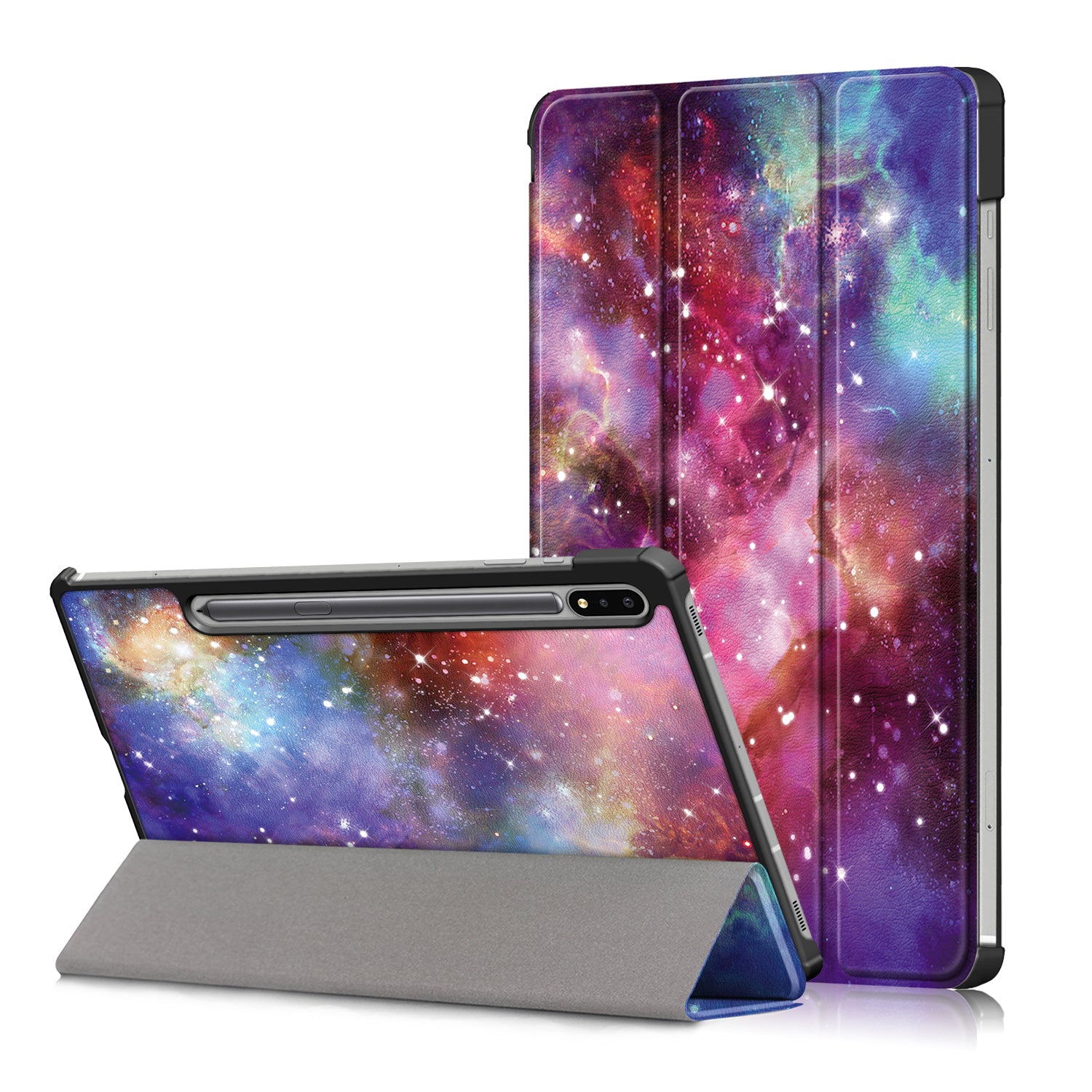 Tri-fold Stand Design Pattern Printing PU Leather Tablet Case Shell Protector for Samsung Galaxy Tab S7 FE T736/Tab S7 Plus/Tab S8+