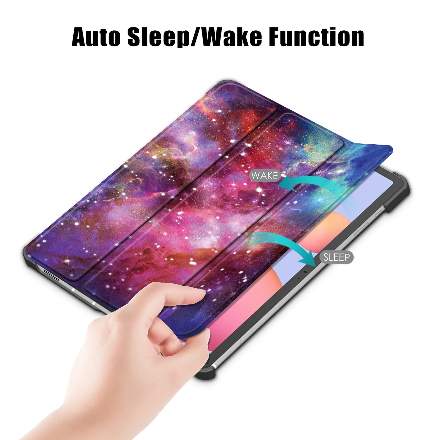Tri-fold Stand Design Pattern Printing PU Leather Tablet Case Shell Protector for Samsung Galaxy Tab S7 FE T736/Tab S7 Plus/Tab S8+