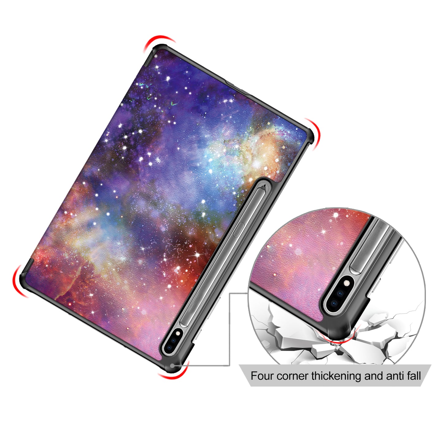 Tri-fold Stand Design Pattern Printing PU Leather Tablet Case Shell Protector for Samsung Galaxy Tab S7 FE T736/Tab S7 Plus/Tab S8+