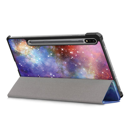 Tri-fold Stand Design Pattern Printing PU Leather Tablet Case Shell Protector for Samsung Galaxy Tab S7 FE T736/Tab S7 Plus/Tab S8+