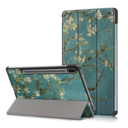 Tri-fold Stand Design Pattern Printing PU Leather Tablet Case Shell Protector for Samsung Galaxy Tab S7 FE T736/Tab S7 Plus/Tab S8+