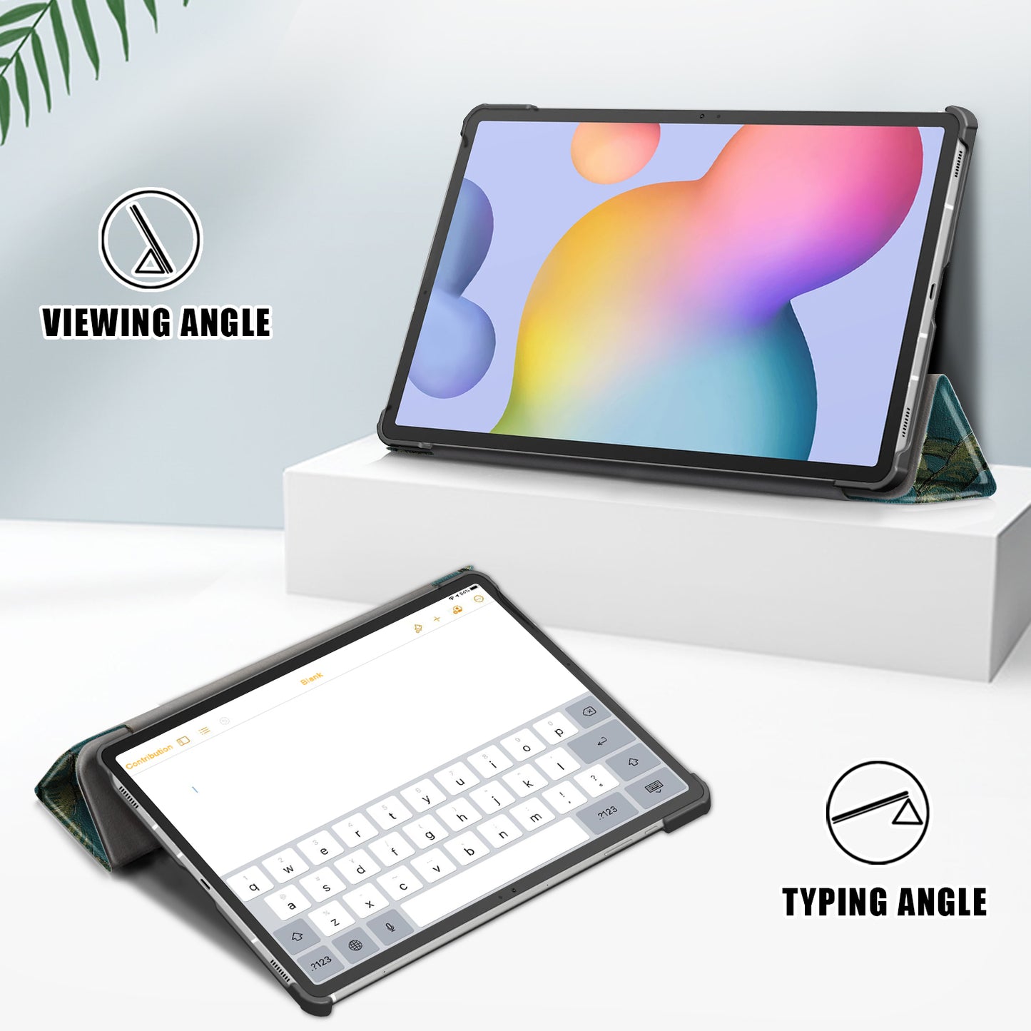 Tri-fold Stand Design Pattern Printing PU Leather Tablet Case Shell Protector for Samsung Galaxy Tab S7 FE T736/Tab S7 Plus/Tab S8+