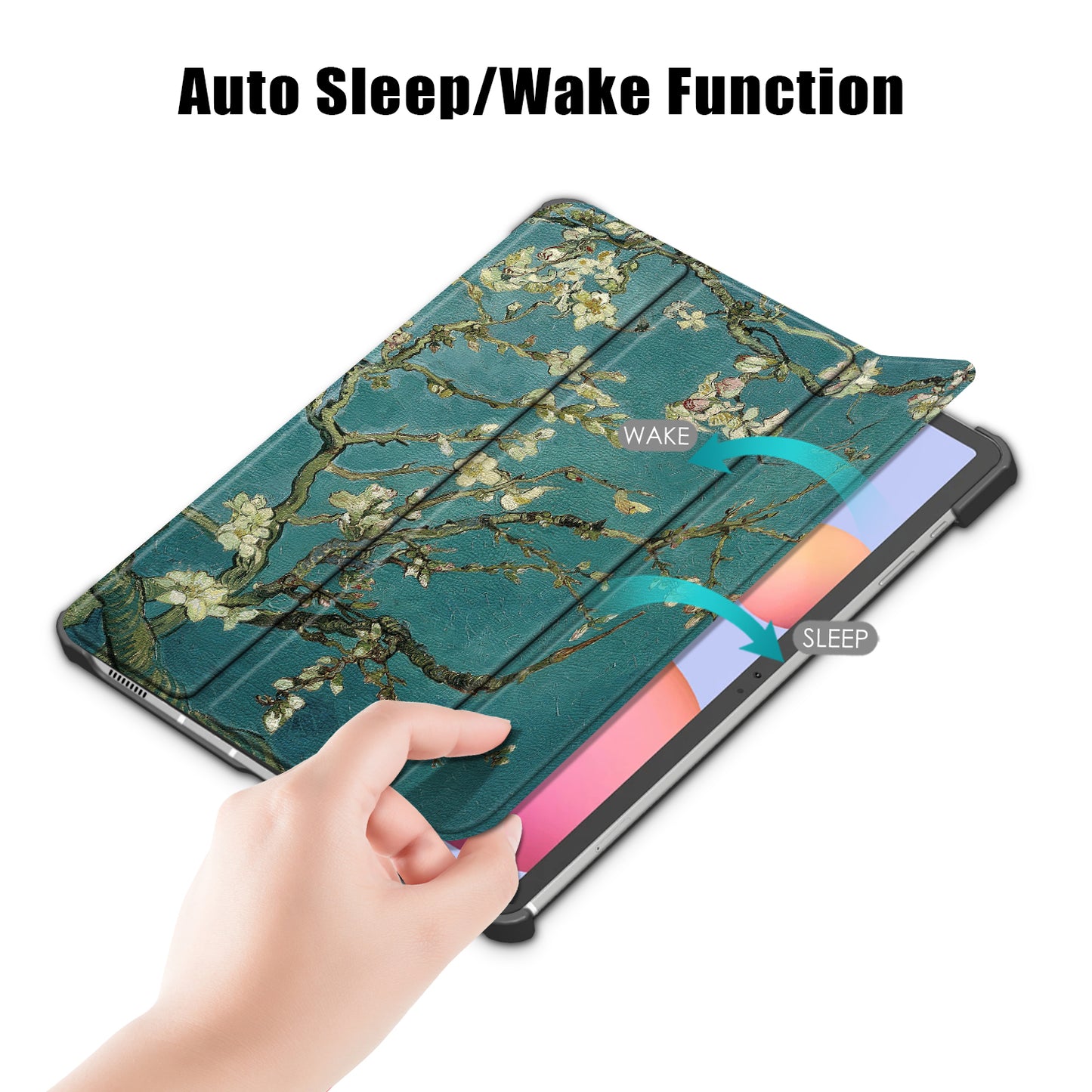 Tri-fold Stand Design Pattern Printing PU Leather Tablet Case Shell Protector for Samsung Galaxy Tab S7 FE T736/Tab S7 Plus/Tab S8+