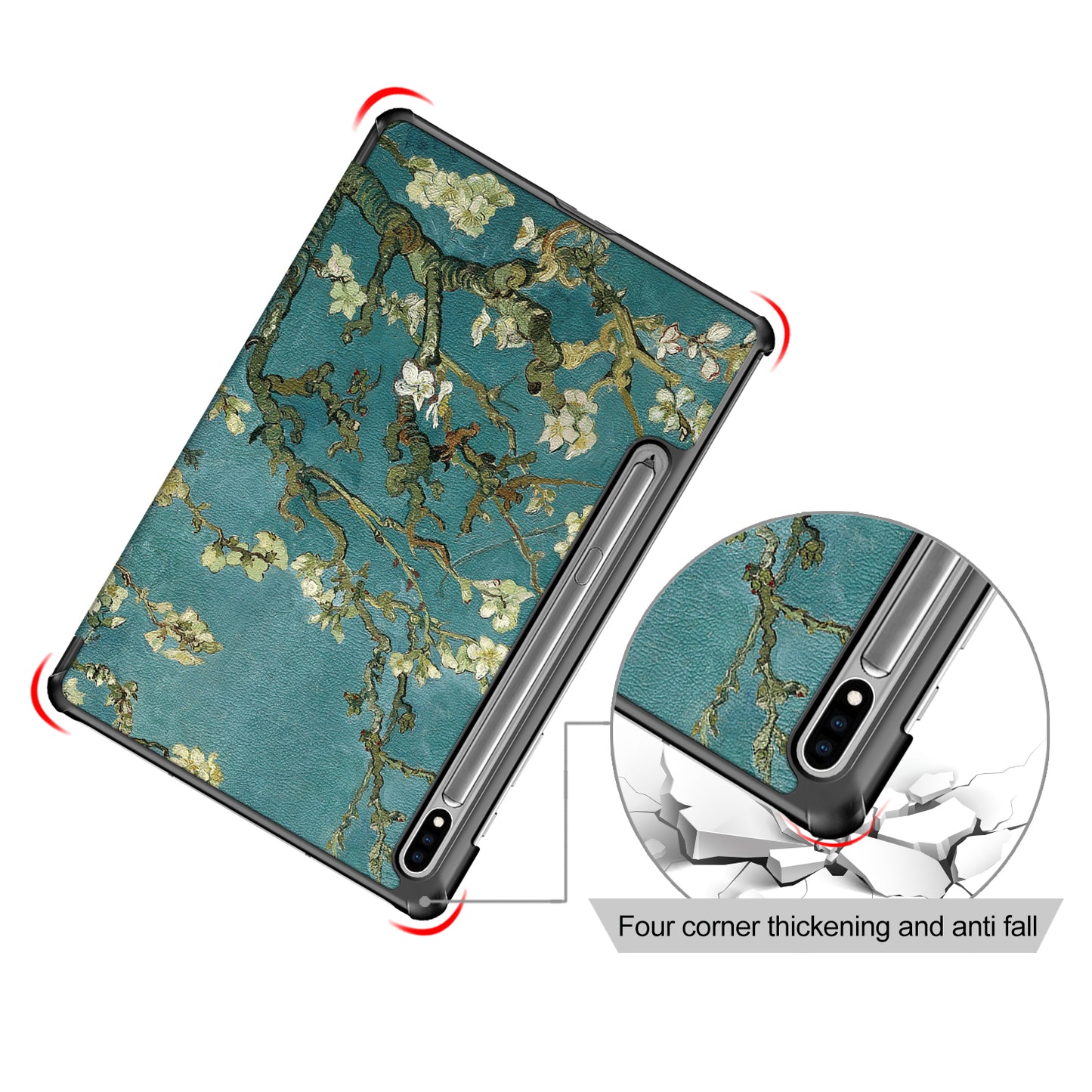 Tri-fold Stand Design Pattern Printing PU Leather Tablet Case Shell Protector for Samsung Galaxy Tab S7 FE T736/Tab S7 Plus/Tab S8+