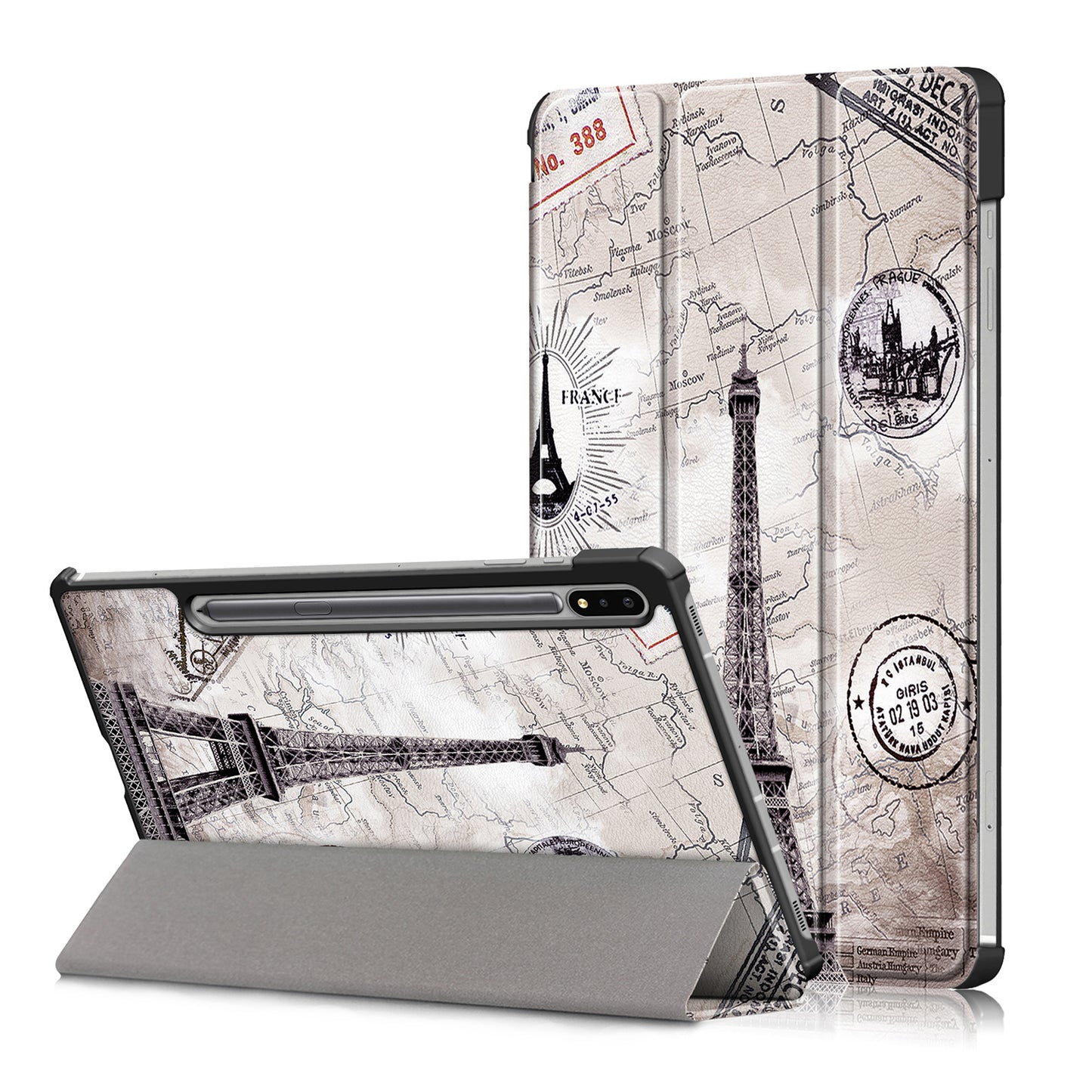 Tri-fold Stand Design Pattern Printing PU Leather Tablet Case Shell Protector for Samsung Galaxy Tab S7 FE T736/Tab S7 Plus/Tab S8+