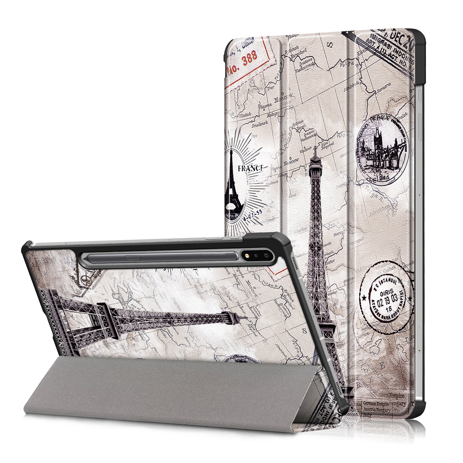 Tri-fold Stand Design Pattern Printing PU Leather Tablet Case Shell Protector for Samsung Galaxy Tab S7 FE T736/Tab S7 Plus/Tab S8+
