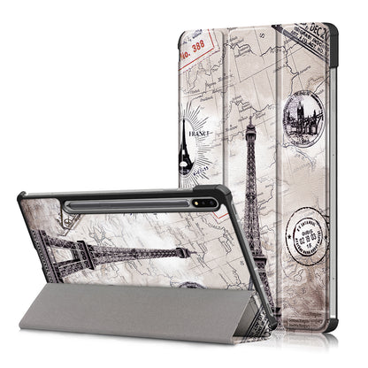 Tri-fold Stand Design Pattern Printing PU Leather Tablet Case Shell Protector for Samsung Galaxy Tab S7 FE T736/Tab S7 Plus/Tab S8+