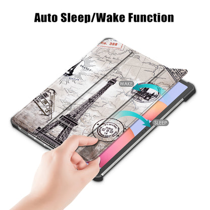 Tri-fold Stand Design Pattern Printing PU Leather Tablet Case Shell Protector for Samsung Galaxy Tab S7 FE T736/Tab S7 Plus/Tab S8+