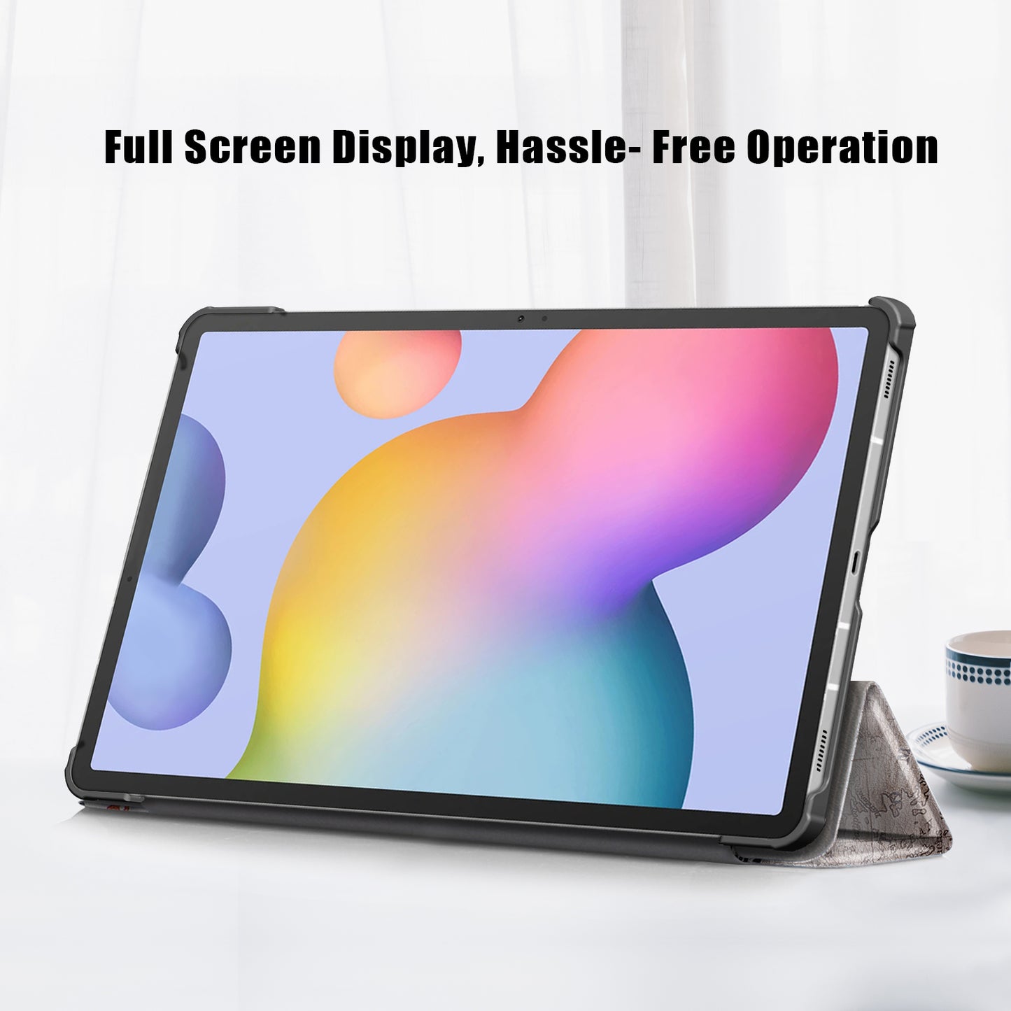 Tri-fold Stand Design Pattern Printing PU Leather Tablet Case Shell Protector for Samsung Galaxy Tab S7 FE T736/Tab S7 Plus/Tab S8+