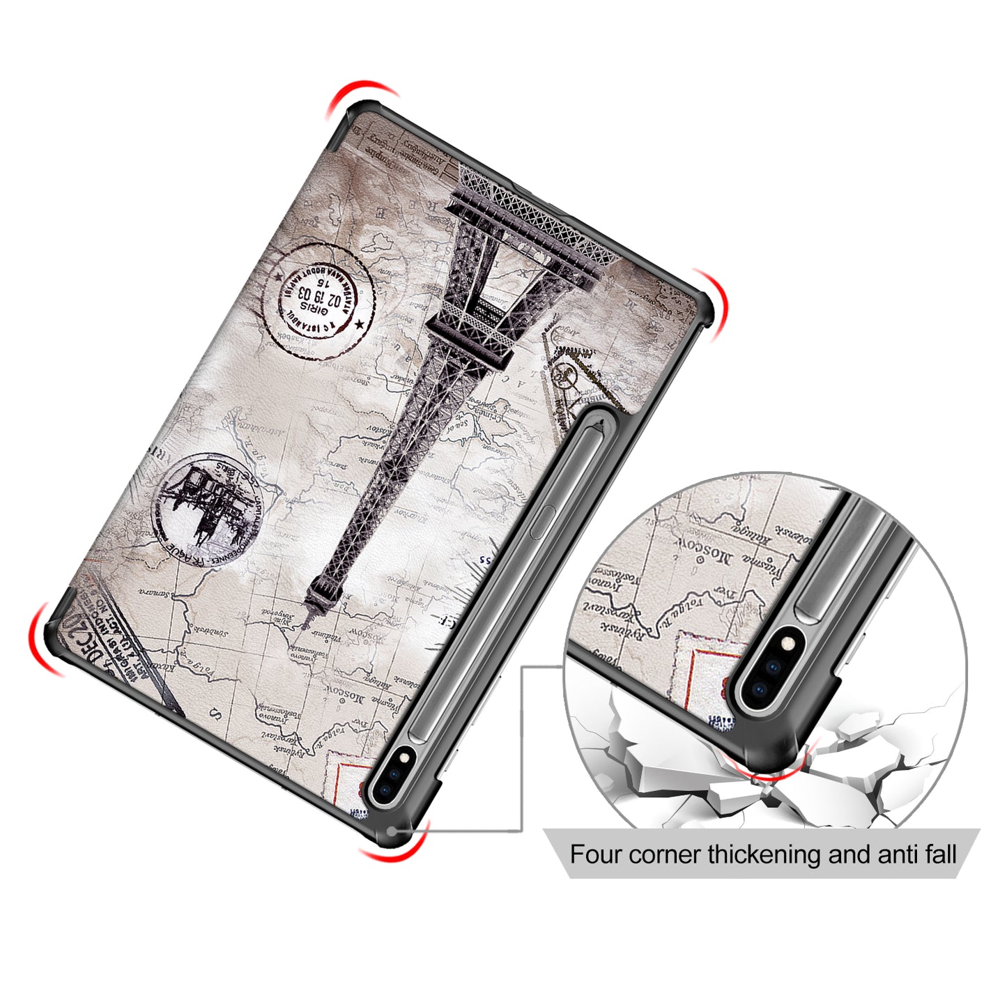 Tri-fold Stand Design Pattern Printing PU Leather Tablet Case Shell Protector for Samsung Galaxy Tab S7 FE T736/Tab S7 Plus/Tab S8+