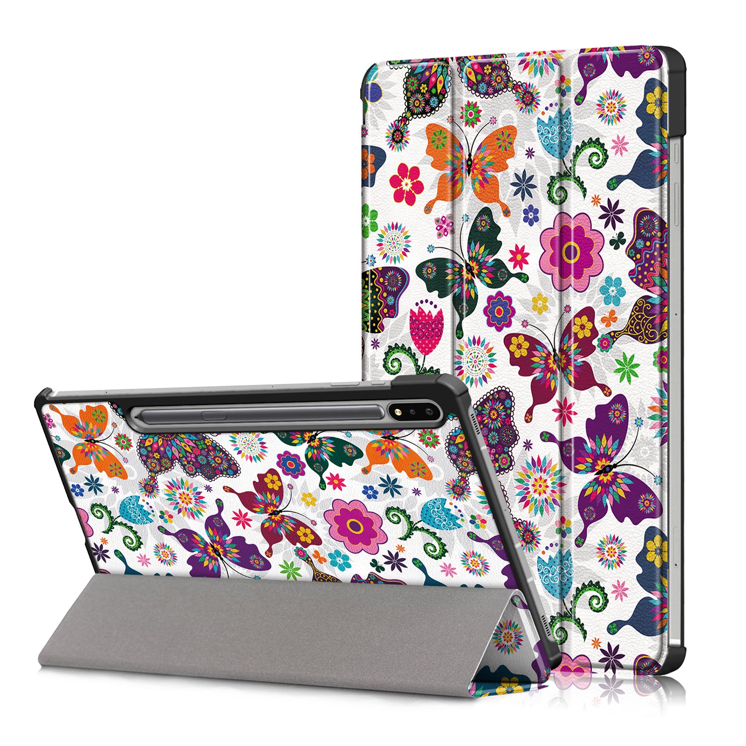 Tri-fold Stand Design Pattern Printing PU Leather Tablet Case Shell Protector for Samsung Galaxy Tab S7 FE T736/Tab S7 Plus/Tab S8+