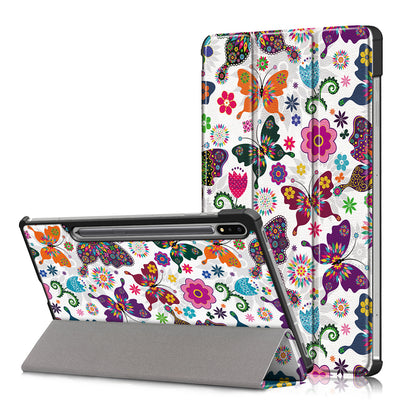 Tri-fold Stand Design Pattern Printing PU Leather Tablet Case Shell Protector for Samsung Galaxy Tab S7 FE T736/Tab S7 Plus/Tab S8+