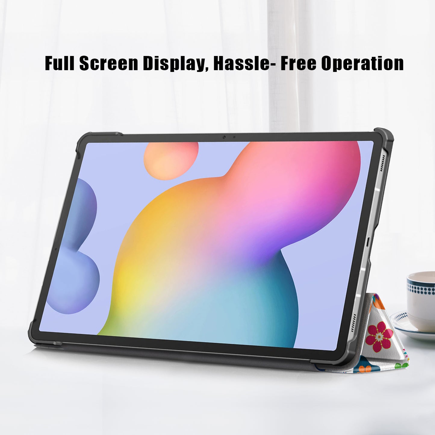 Tri-fold Stand Design Pattern Printing PU Leather Tablet Case Shell Protector for Samsung Galaxy Tab S7 FE T736/Tab S7 Plus/Tab S8+