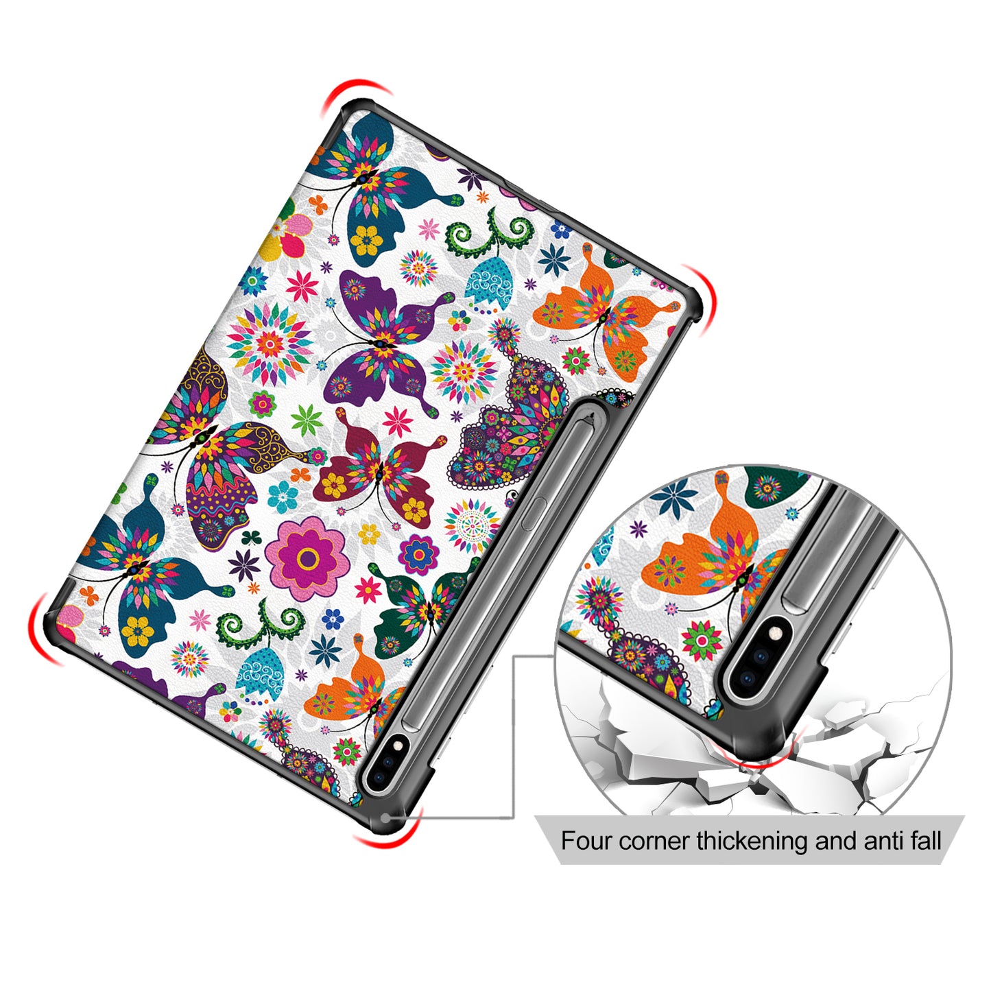 Tri-fold Stand Design Pattern Printing PU Leather Tablet Case Shell Protector for Samsung Galaxy Tab S7 FE T736/Tab S7 Plus/Tab S8+