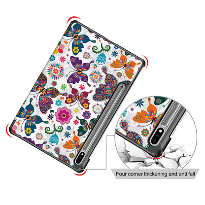 Tri-fold Stand Design Pattern Printing PU Leather Tablet Case Shell Protector for Samsung Galaxy Tab S7 FE T736/Tab S7 Plus/Tab S8+