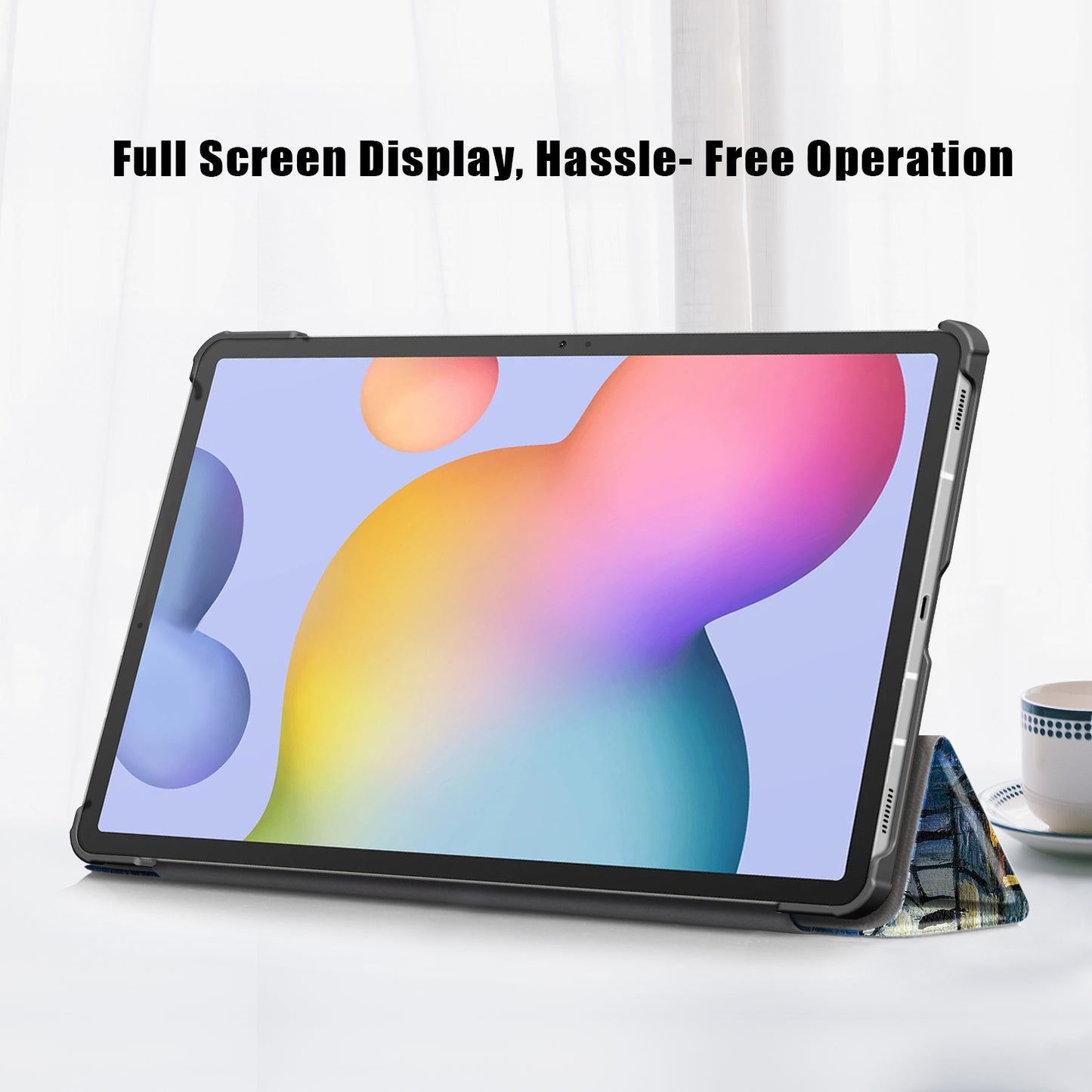 Tri-fold Stand Design Pattern Printing PU Leather Tablet Case Shell Protector for Samsung Galaxy Tab S7 FE T736/Tab S7 Plus/Tab S8+