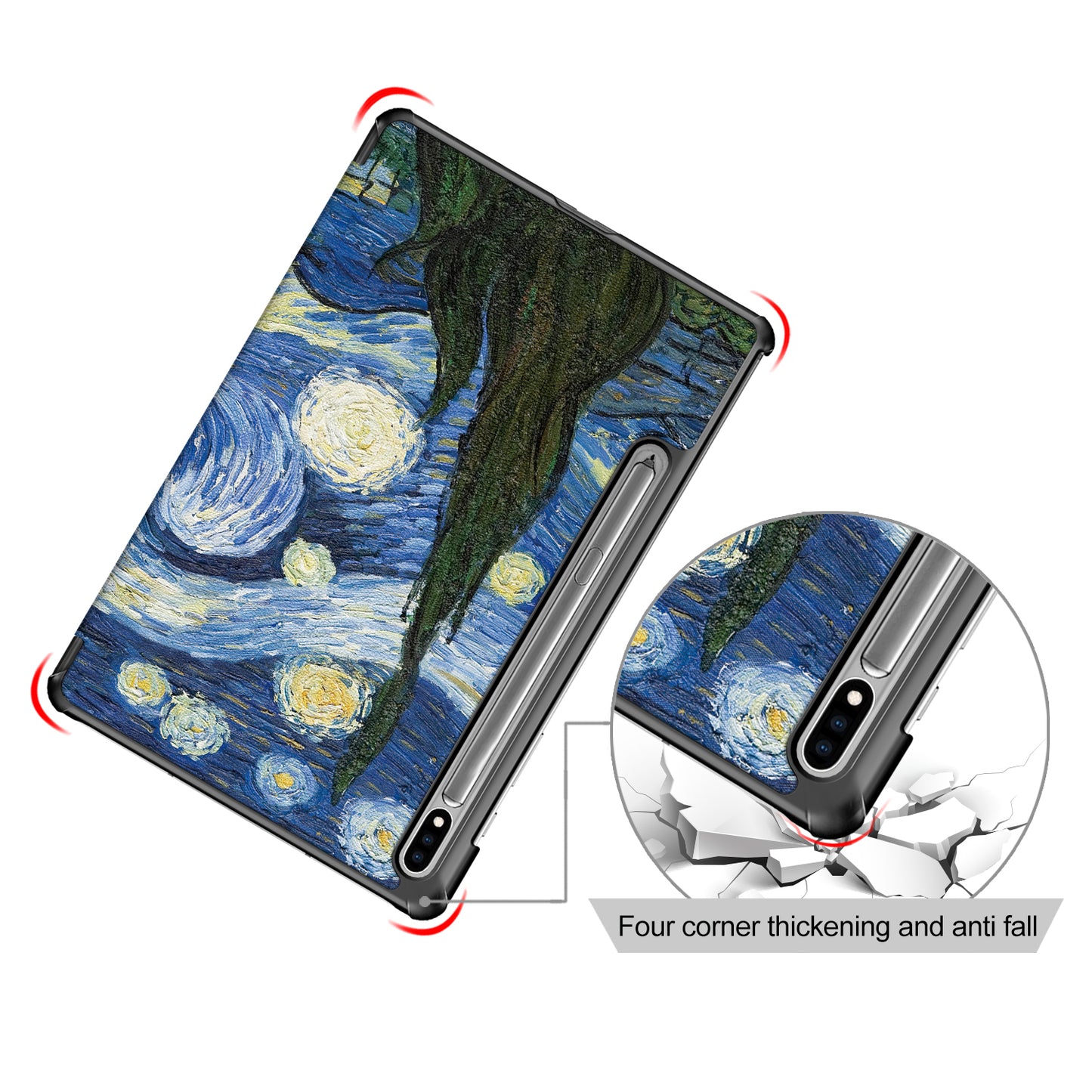 Tri-fold Stand Design Pattern Printing PU Leather Tablet Case Shell Protector for Samsung Galaxy Tab S7 FE T736/Tab S7 Plus/Tab S8+