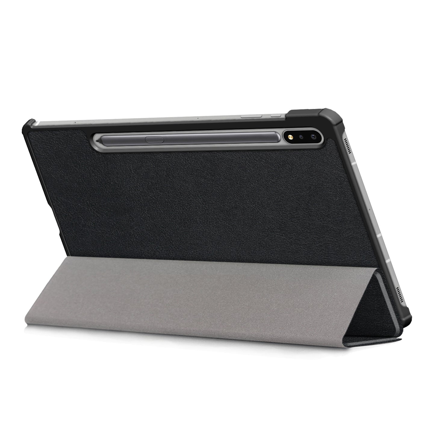 Tri-fold Stand Design Plain PU Leather Tablet Case Shell Protector for Samsung Galaxy Tab S7 FE T736/Tab S7 Plus/Tab S8+