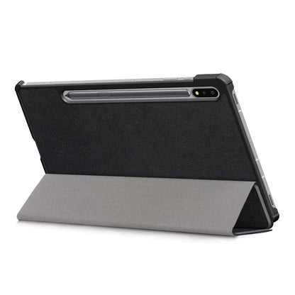Tri-fold Stand Design Plain PU Leather Tablet Case Shell Protector for Samsung Galaxy Tab S7 FE T736/Tab S7 Plus/Tab S8+