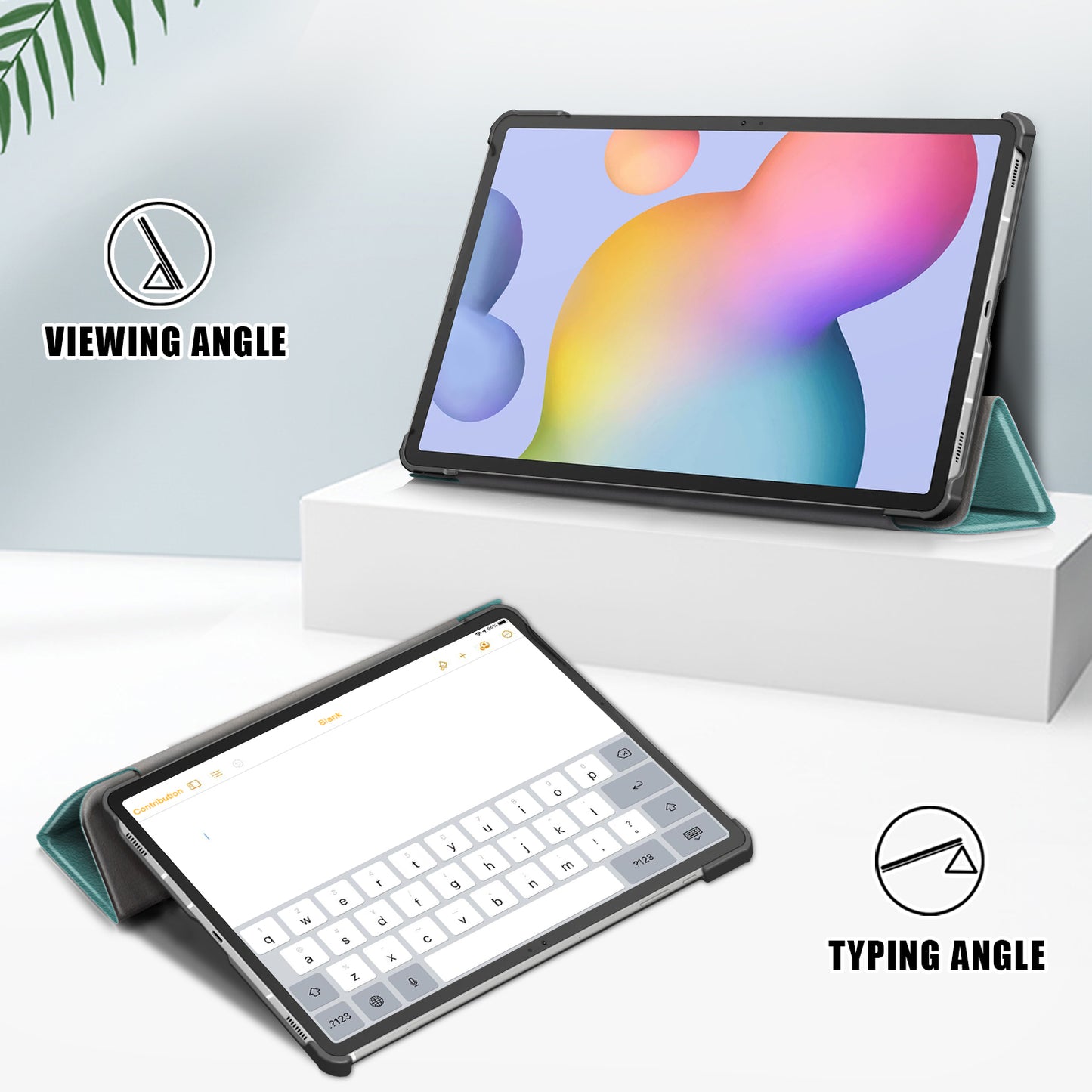 Tri-fold Stand Design Plain PU Leather Tablet Case Shell Protector for Samsung Galaxy Tab S7 FE T736/Tab S7 Plus/Tab S8+