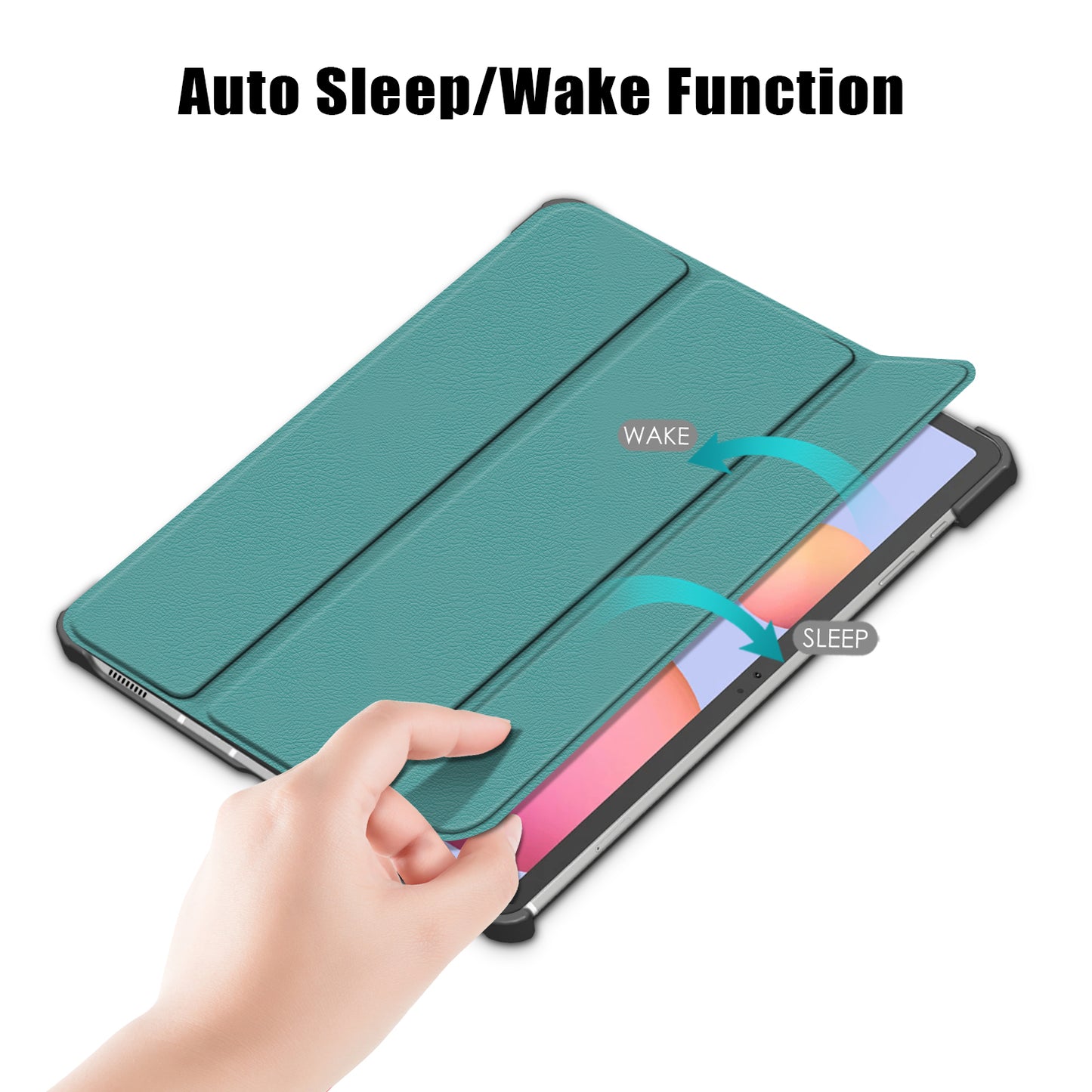 Tri-fold Stand Design Plain PU Leather Tablet Case Shell Protector for Samsung Galaxy Tab S7 FE T736/Tab S7 Plus/Tab S8+