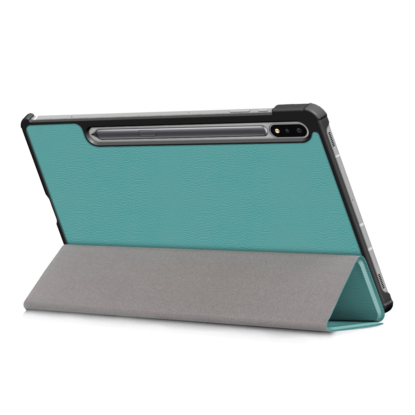 Tri-fold Stand Design Plain PU Leather Tablet Case Shell Protector for Samsung Galaxy Tab S7 FE T736/Tab S7 Plus/Tab S8+