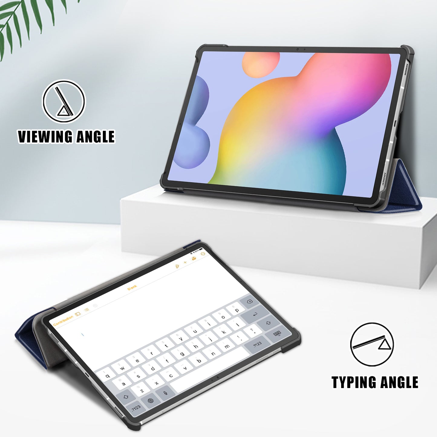 Tri-fold Stand Design Plain PU Leather Tablet Case Shell Protector for Samsung Galaxy Tab S7 FE T736/Tab S7 Plus/Tab S8+
